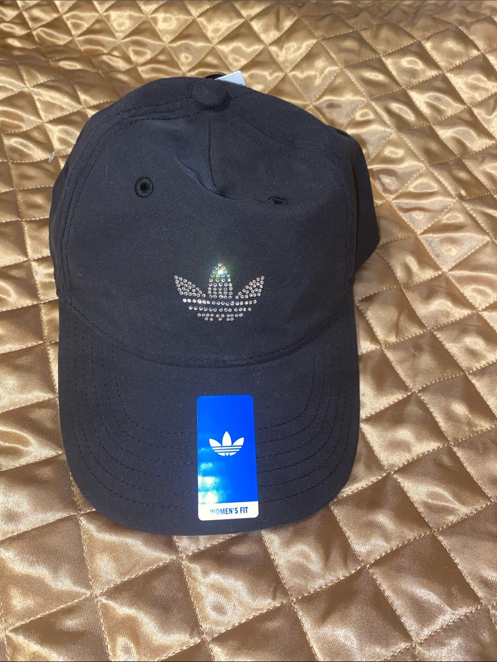 adidas Black Baseball Cap with Crystal Trefoil